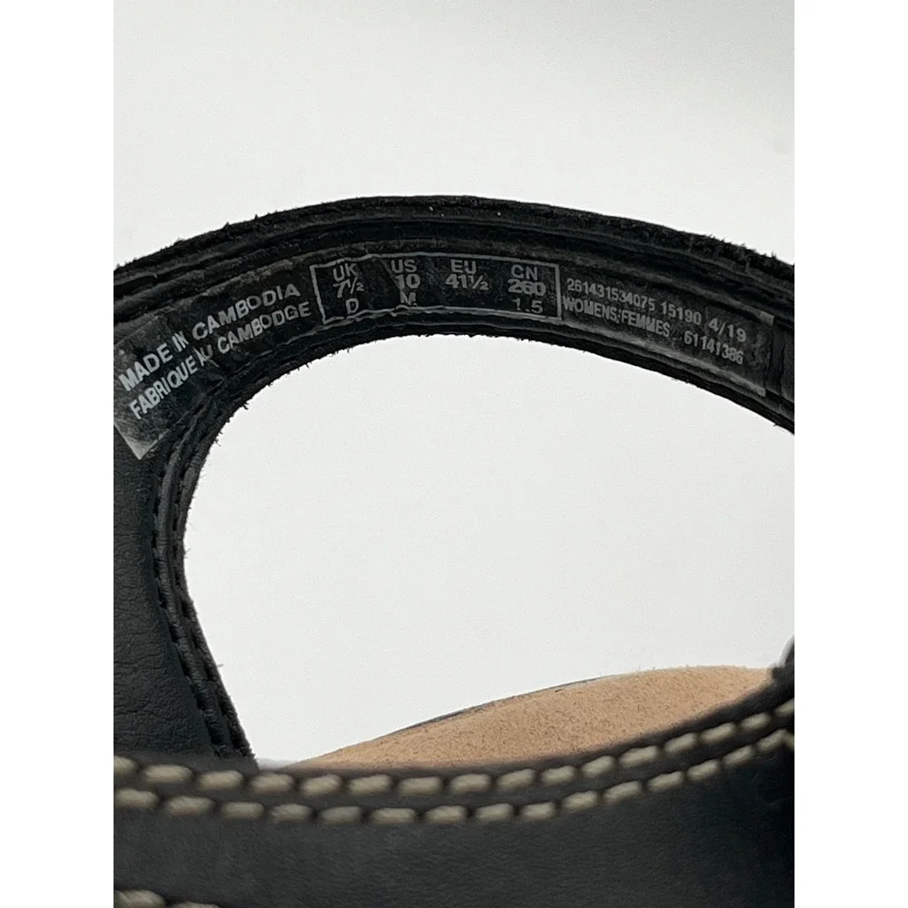 Clarks Delana Curve Black Leather Strappy Wedge Sandals Women Size 10M